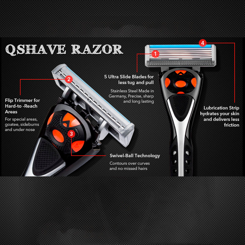 Qshave Black Spider Man Manual Shaving Razor shaver fit For Quattro Titanium (1pc Handle, 2 Cartridges X5 Blade) RS592