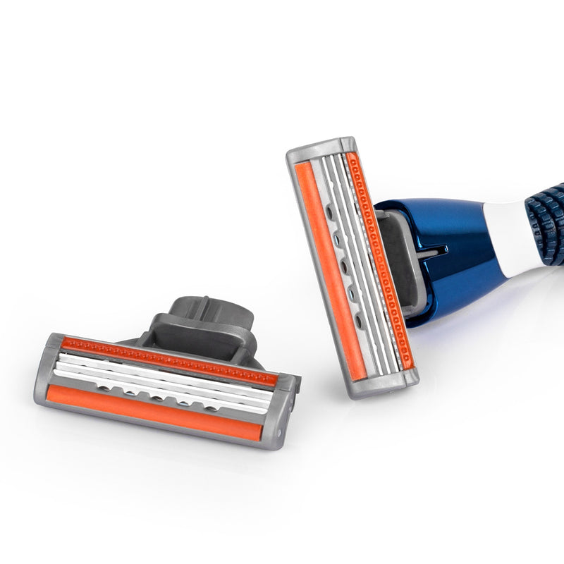 QSHAVE Orange Series 3-Layer USA Blade Manual Men Shaving Razor it with 2 Cartridges X3 Blade LW10206