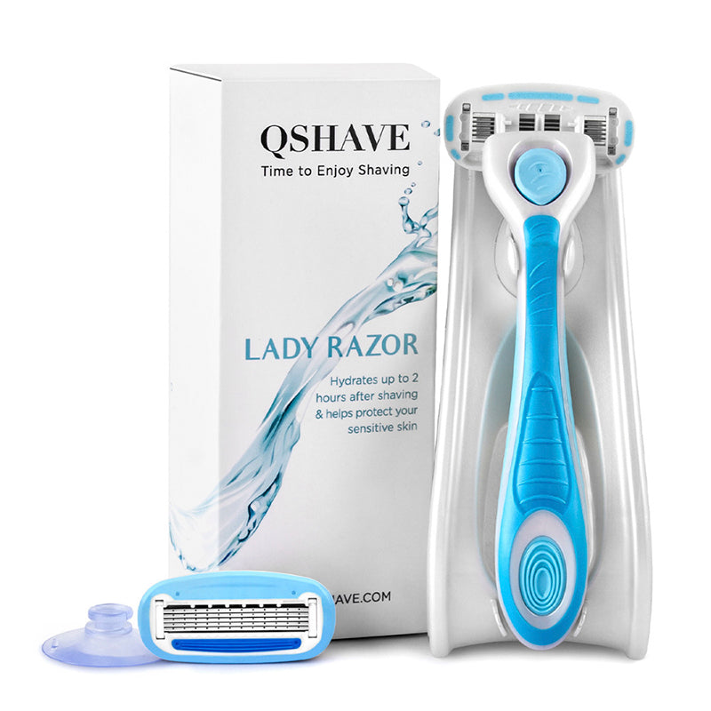 QSHAVE IT Lady Shaving 5-Blade Razor Women Bikini Hair Removal Blade Epilator Razor + 2 Cartridges + Holder + Stick RS892