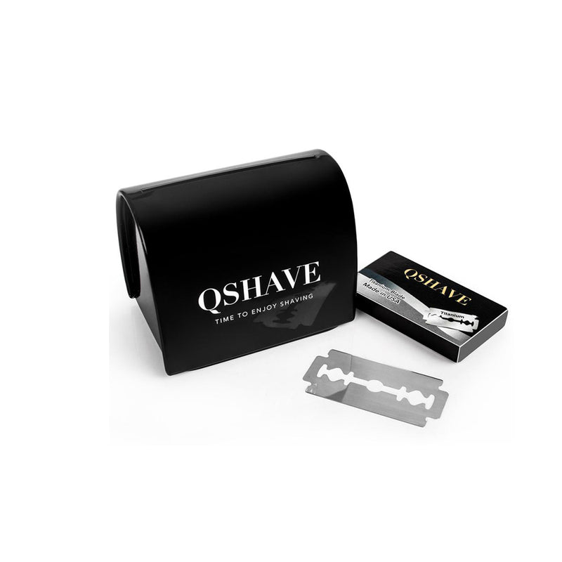 QShave Luxurious Black Adjustable Safety Razor kit  Holder + Razor + Blade Disposal Case +15 Blades set RD928