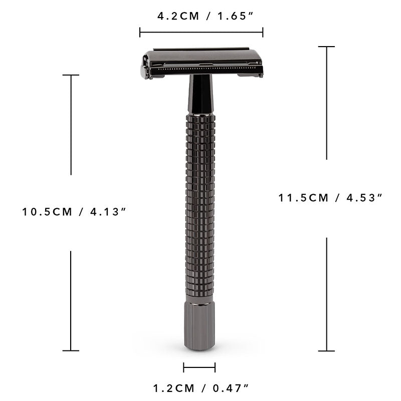 QShave Long Handle Butterfly Open Classic Safety Razor Double Edge Safety Razor Gunblack Color RD238