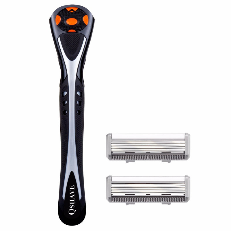 Qshave Black Spider New 6 Blade Razor Shaver for Man  (1pc Handle, 2 Cartridges Germany X6 Blade) RS692