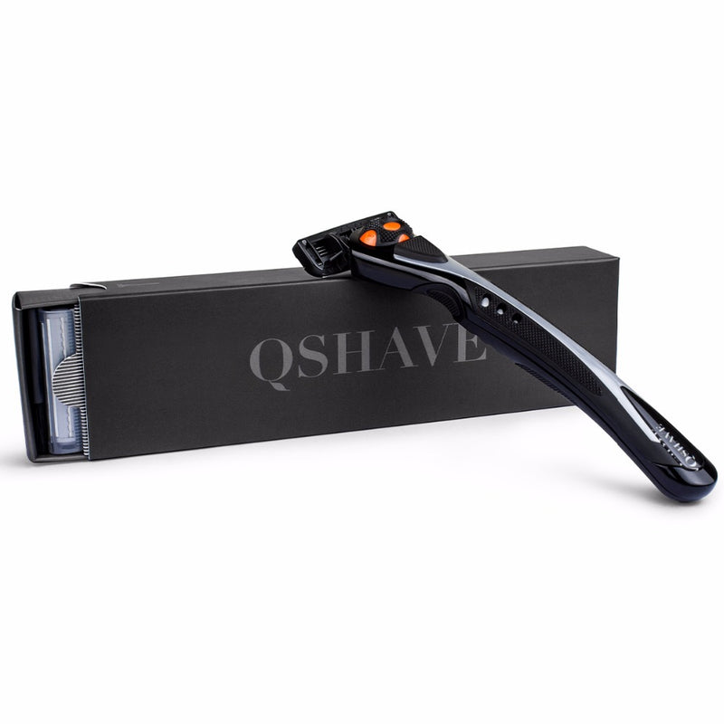 Qshave Black Spider New 6 Blade Razor Shaver for Man  (1pc Handle, 2 Cartridges Germany X6 Blade) RS692