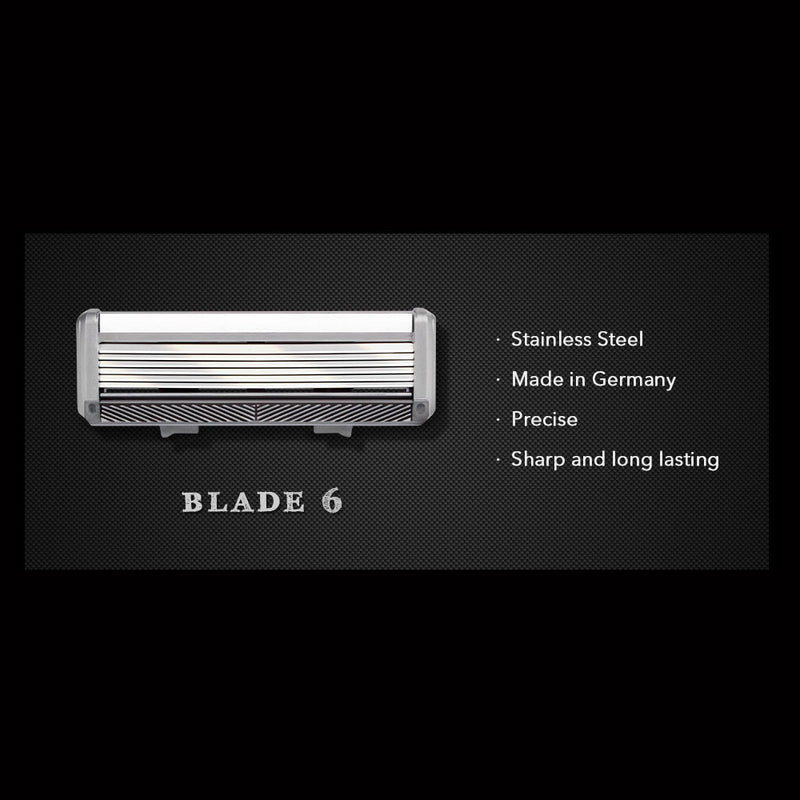 Qshave Black Spider New 6 Blade System Man Manual Shaving Razor Germany X6 Blade with Trimmer Blade RS604