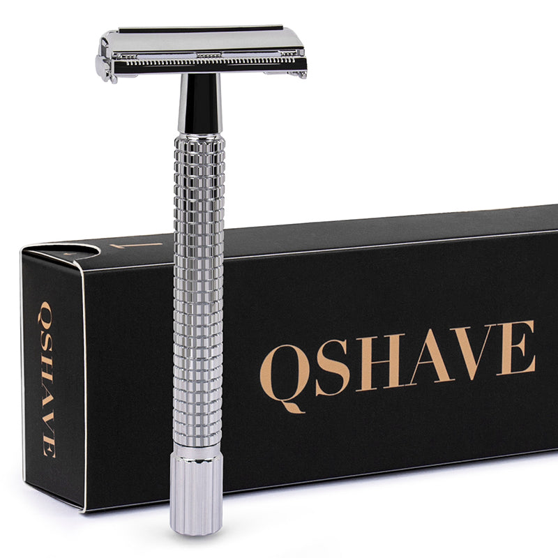 Double Edge Safety Razor Long Handle Butterfly 1 Handle + 5 blades Open Classic RD237