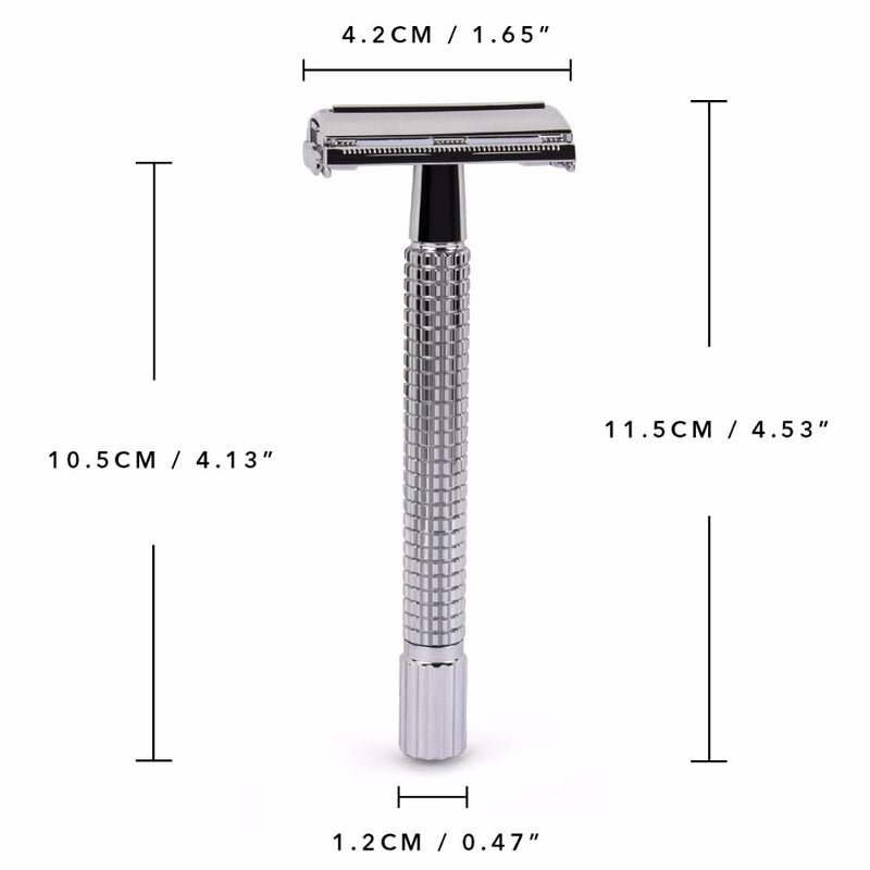 Double Edge Safety Razor Long Handle Butterfly 1 Handle + 5 blades Open Classic RD237