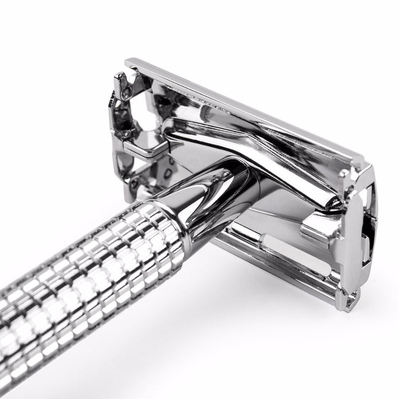 Double Edge Safety Razor Long Handle Butterfly 1 Handle + 5 blades Open Classic RD237