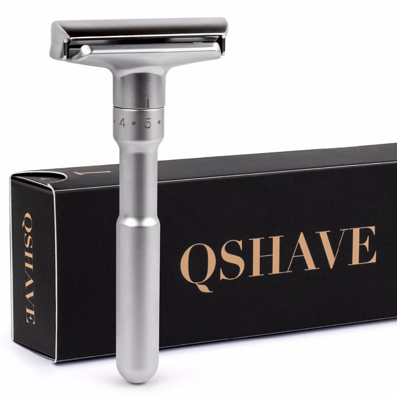 Qshave  Classic Safety Razor With 100% Pure Badger Hair Shaving Brush With Stand Holder for Double Edge Razor RD7284