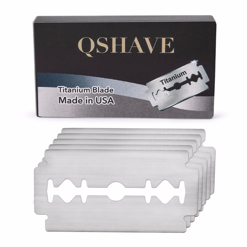 Qshave Short Handle Classic Safety Razor Double Edge Mens Shaving Razor Cure Handle, 1 Razor+ 5 blades RD729