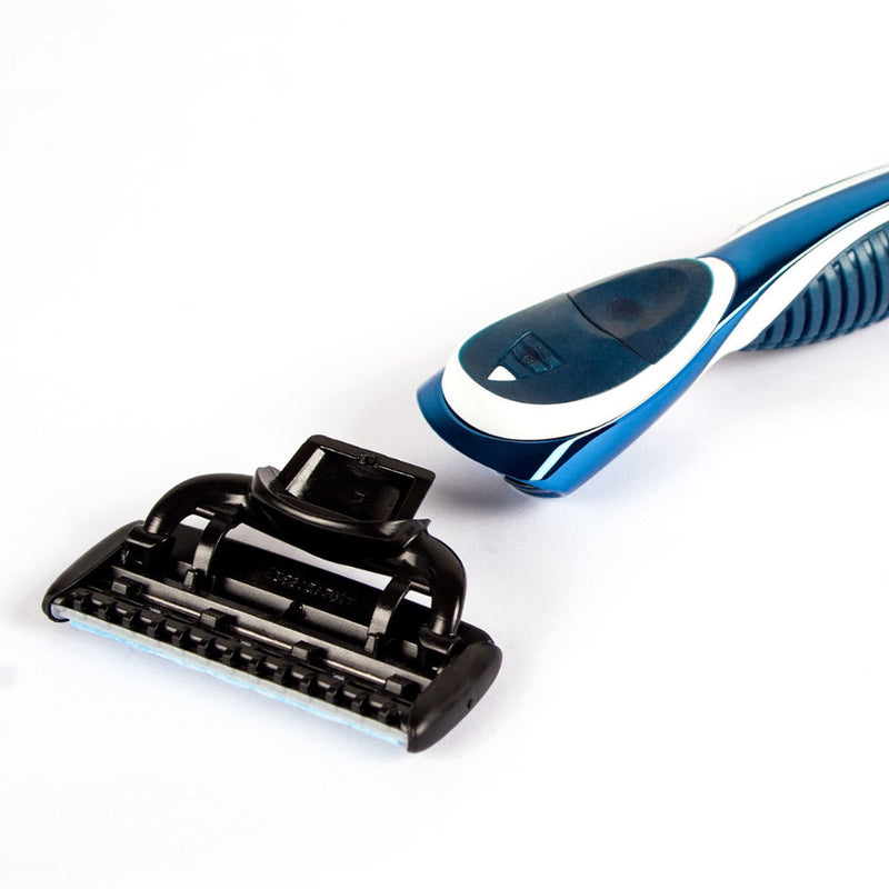 QShave Blue Men Manual Shaving Trimmer Blade Razor +1 Cartridge X3 Blade + 1 Cartridge  X5 Blade RQ500