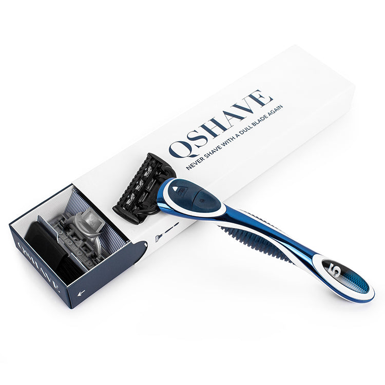 QShave Blue Men Manual Shaving Trimmer Blade Razor +1 Cartridge X3 Blade + 1 Cartridge  X5 Blade RQ500