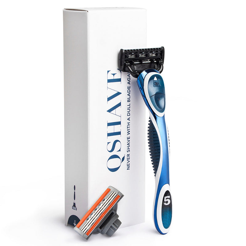 QShave Blue Men Manual Shaving Trimmer Blade Razor +1 Cartridge X3 Blade + 1 Cartridge  X5 Blade RQ500