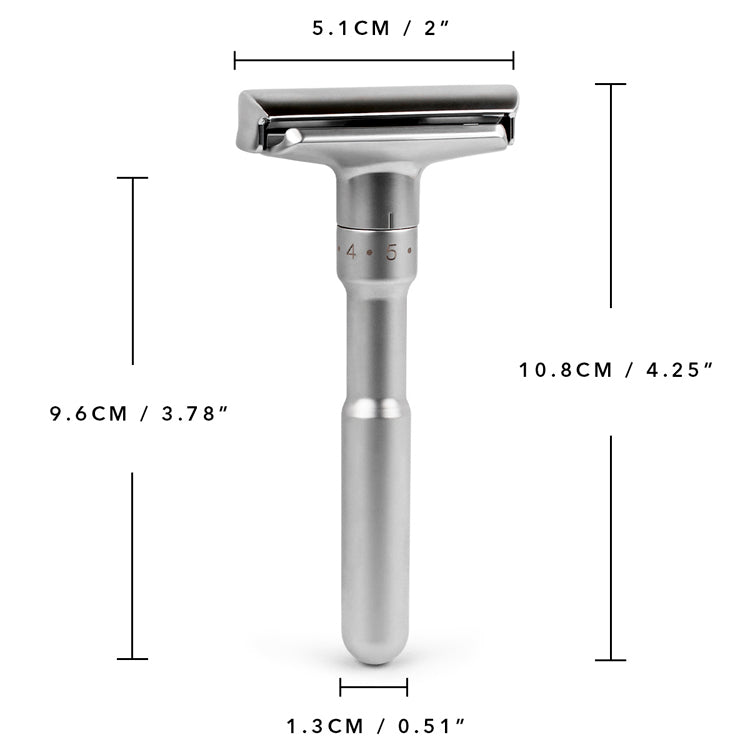 QSHAVE Adjustable Safety Razor Double Edge Classic Mens Shaving Mild to Aggressive 1-6 File Hair Removal Shaver it with 5 Blades RD728