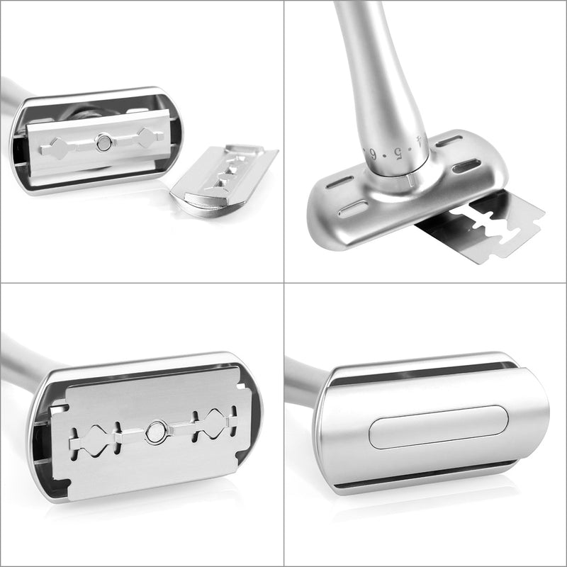 QShave Adjustable Safety Razor + 1 Razor Holder + 5 blades RD8287