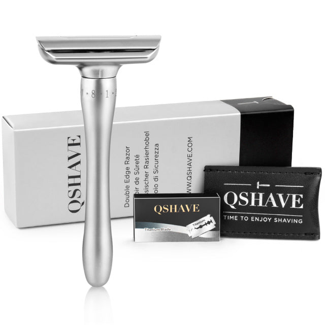 QShave Adjustable Safety Razor with Magnetic Cover 1 Razor + 1 Protective Case + 5 blades RD8289