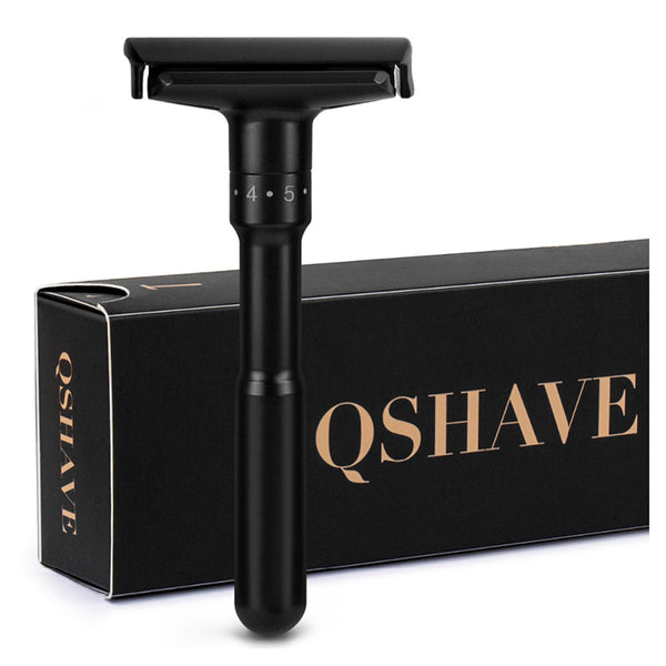 QShave Luxurious Black Adjustable Safety Razor Safety Razor Men Shaving + 5  Blades RD928