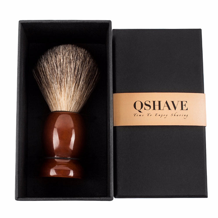 Qshave  Classic Safety Razor With 100% Pure Badger Hair Shaving Brush With Stand Holder for Double Edge Razor RD7284