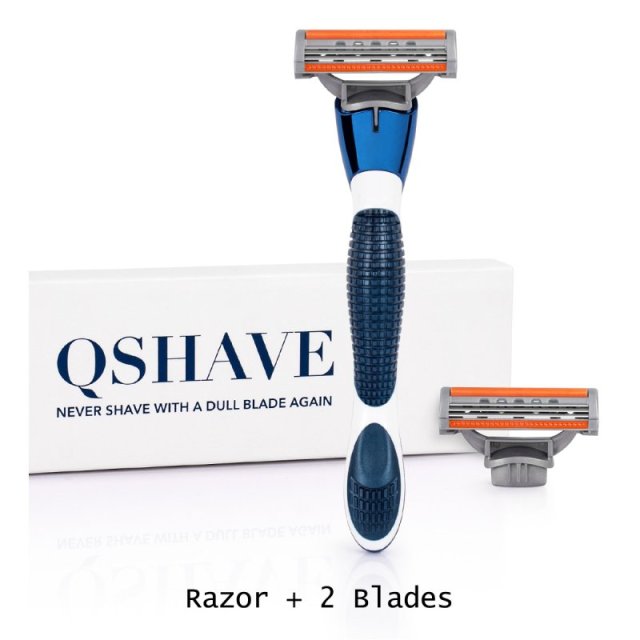 QSHAVE Orange Series 3-Layer USA Blade Manual Men Shaving Razor it with 2 Cartridges X3 Blade LW10206