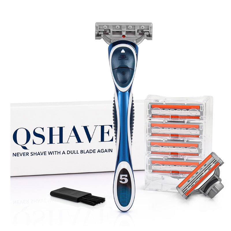 QShave Orange Series 3 Layer USA Blade Manual Razor Mens Shaving Razor with 6 Cartridges X3 Blade RQ751