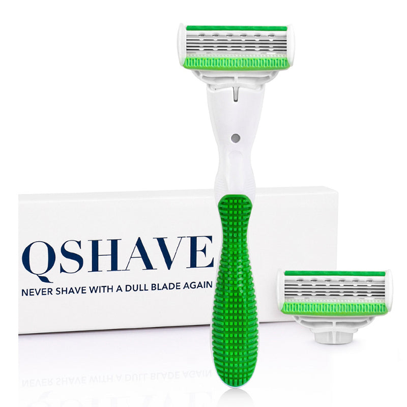 Qshave Green Series Lady Woman Shaving Razor Hair Removal Epilator with 2pcs X5 USA Blade RQ902